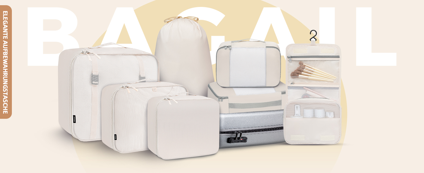 Набір органайзерів для одягу в подорожі BAGAIL, 10 шт., різні розміри, для валізи та ручної поклажі, рожевий