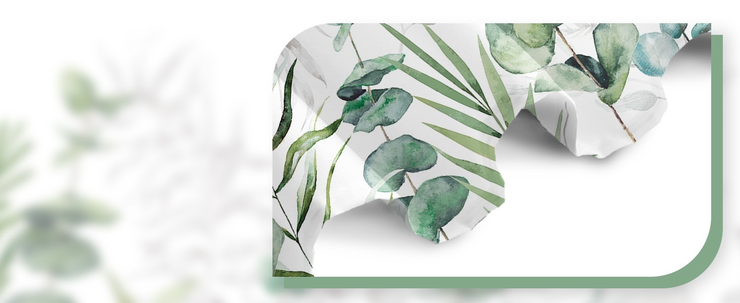 Штора для душу 180x220 см, антигрибкова, з тропічним дизайном (зелені пальмові листя, евкаліпт, гриби), водонепроникна, поліестер, для ванної кімнати, з 12 гачками