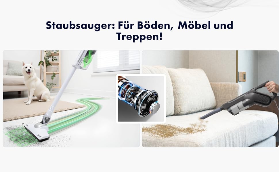 Пилсос GuterWal S14: 19,5 kPa, 1,7 кг, 1 л контейнер, 650 Вт, 5 м кабель. Ручний та підлоговий пилосос для дерева, плитки та килима