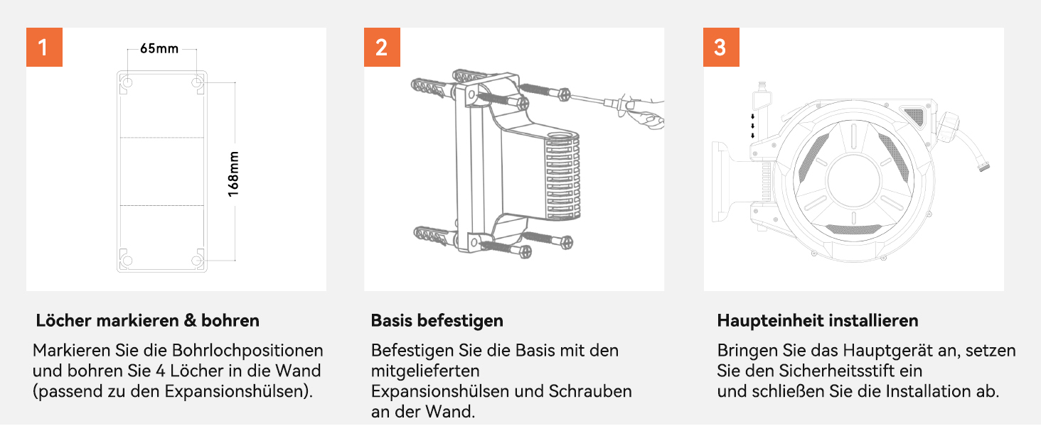 Шланговий барабан SUNPOW настінний 30м, 16 мм - автоматичний згортач з фіксацією, поворотна стіна, 10 функцій для саду, тераси та двору