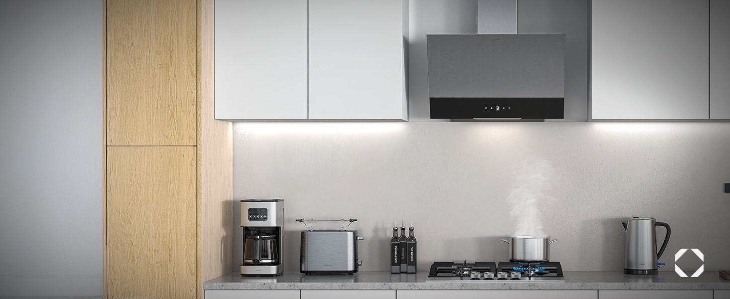 Витяжка кухонна Klarstein Verosteel 60 см, сталь та скло, продуктивність 624 м³/h, клас енергоефективності A++, сенсорне керування, LED-підсвітка