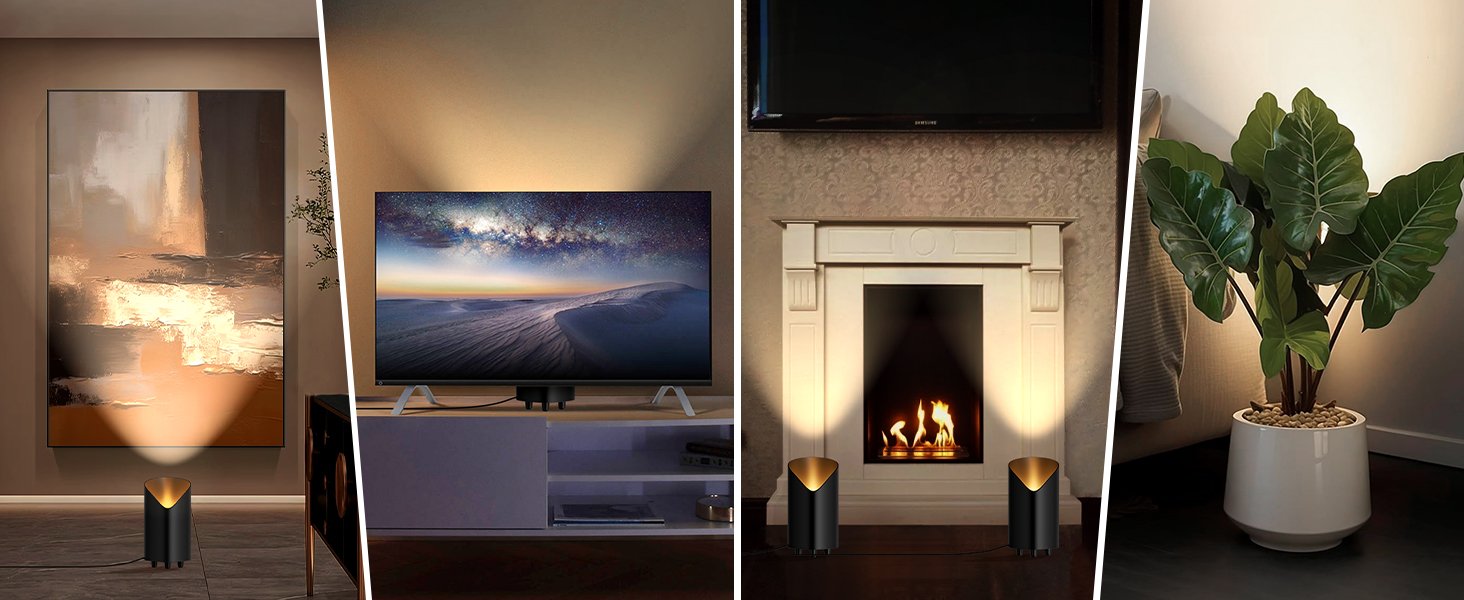 Світлодіодний прожектор LED Uplight Spot 7W чорний для підсвічування, з лампою GU10 500LM, тепле світло 3000K, з ножним вимикачем