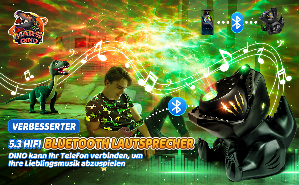 Проєктор зоряного неба Динозавр One Fire з Bluetooth, 144 режими, нічник для дітей з пультом, новорічний декор