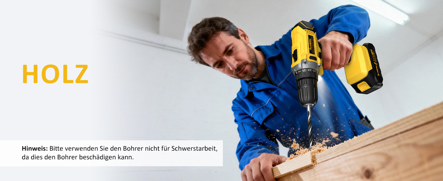 Набір інструментів Sundpey 170 предметів з акумуляторним дрилем-шуруповертом 21V, 2.0Ah, жовтий кейс для дому та ремонту