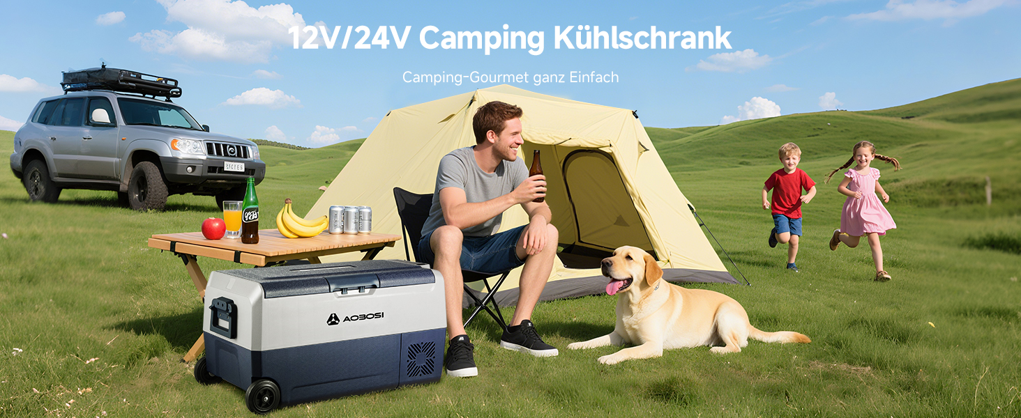 Автомобільний компресорний холодильник AAOBOSI 50л з Wi-Fi, 12/24V та 220V, -20°C для авто, кемпінгу, подорожей, двозонний, з регулюванням температури