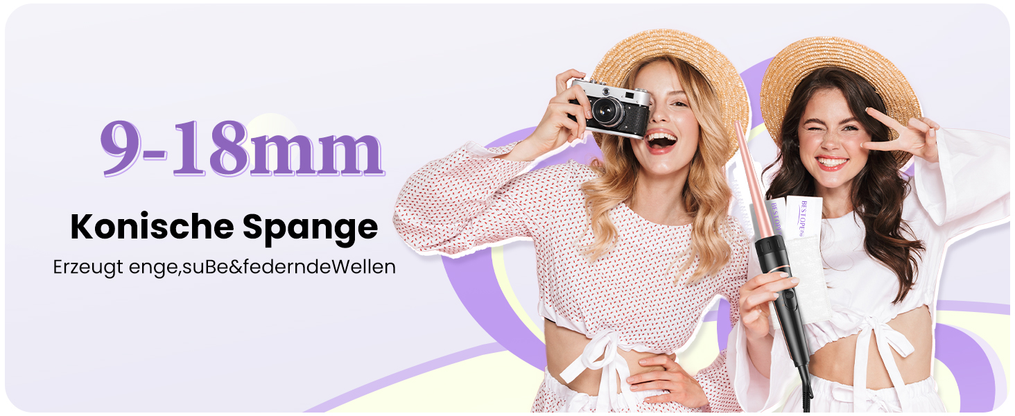 BESTOPE PRO Набір для завивки волосся 5-в-1 – 3 керамічні насадки для великих локонів та хвиль – швидкий нагрів, 2 температурні режими, локонові щипці з рукавичкою та 2 зажимами, антифrizz, подвійне напруження, рожеве золото