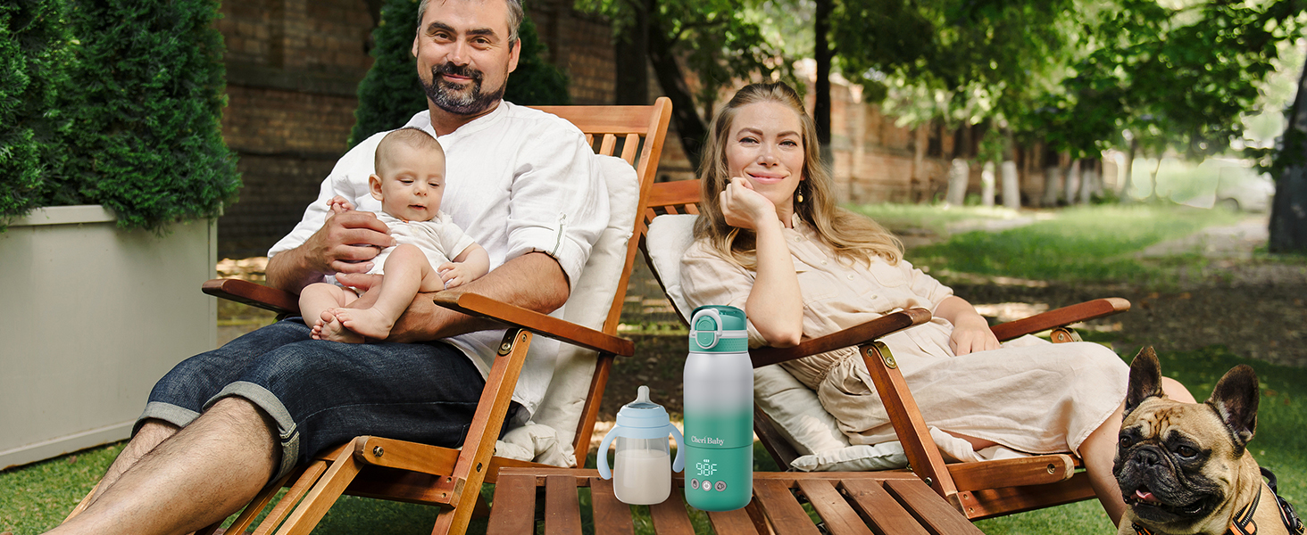 Портативний підігрівач пляшечок для дитини, швидкий нагрів, акумулятор 12000mAh, 2 режими нагріву (молоко/вода), об'єм 355мл, кришка з трубочкою