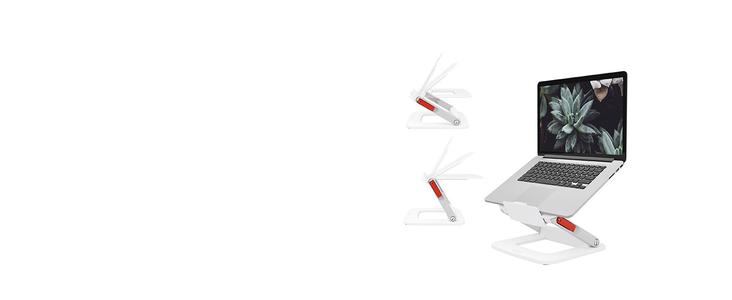 Підставка для ноутбука Leitz Ergo, регульована по висоті, для ноутбуків 13'-15', з 80% переробленого пластику, 6 положень висоти та кута, компактна, 100% перероблювана, білий колір