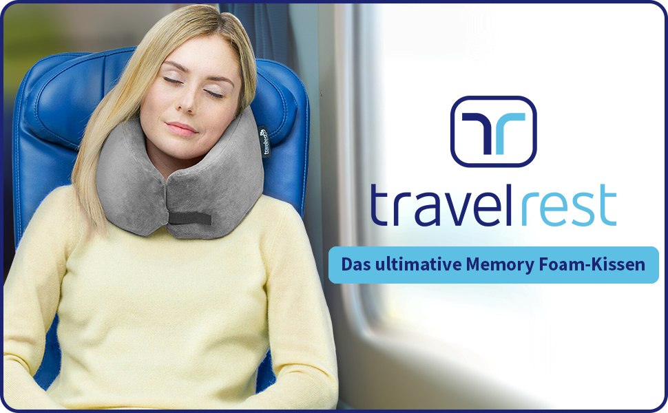 Подушка для шиї Travelrest Nest з Memory Foam - підтримка шиї для подорожей, літаків, довгих поїздок. Ідеально для дорослих, комфорт, знімний чохол - сіра
