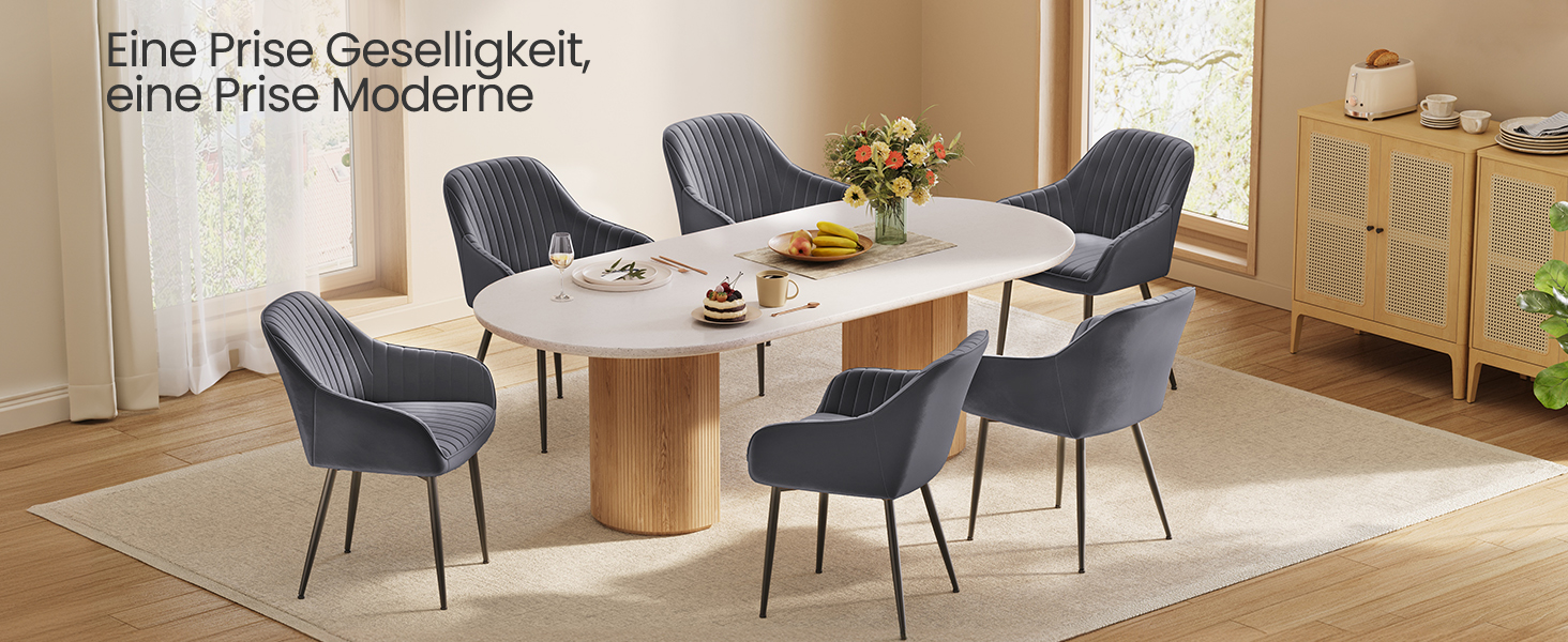 Крісла SONGMICS для їдальні, 2 шт., з м'яким сидінням та підлокітниками, з металевими ніжками, сірі та чорні, до 120 кг, для кухні та їдальні