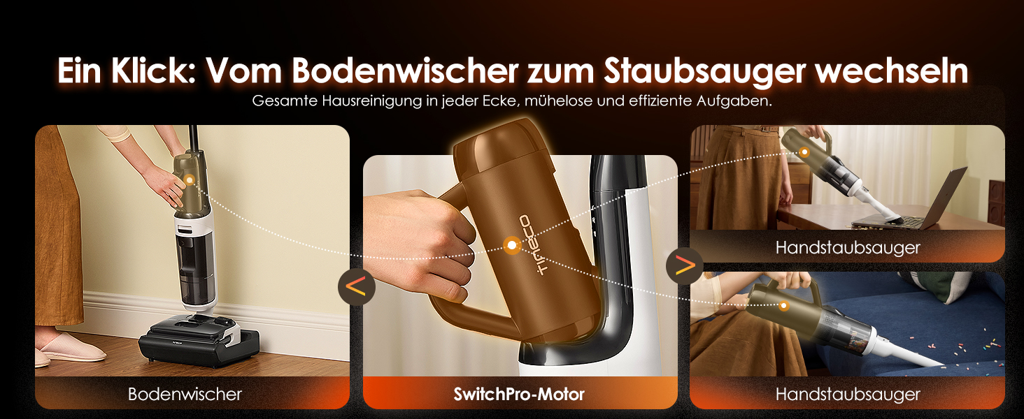 Tineco FLOOR ONE Switch S6 Stretch Breeze: 2-в-1 пилосос для сухого та вологого прибирання з функцією самоочищення та тривалістю роботи 60 хв