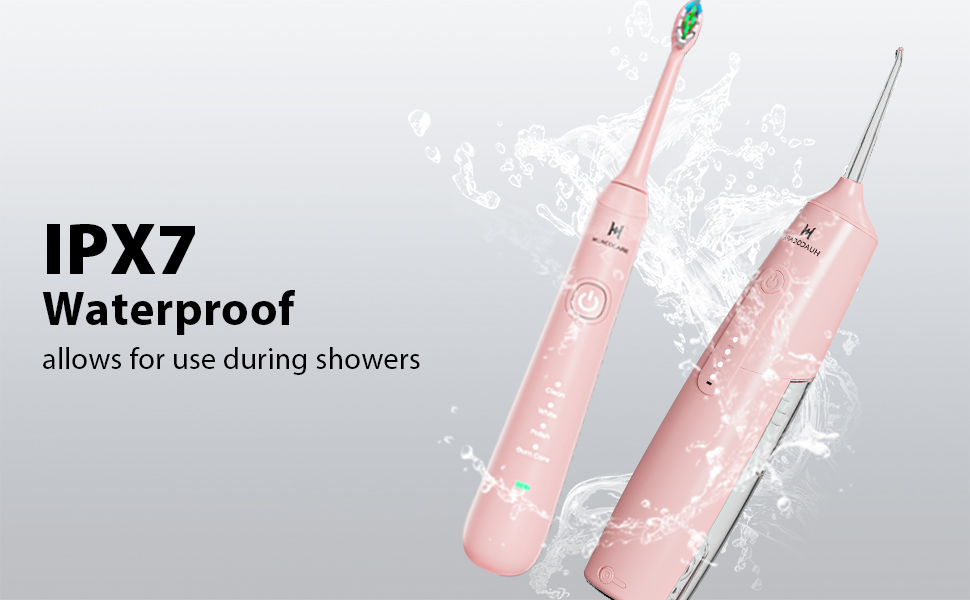 Набір для чищення зубів: водяна нитка, електрична зубна щітка, щітка та нитка для здоров'я ясен (рожевий)