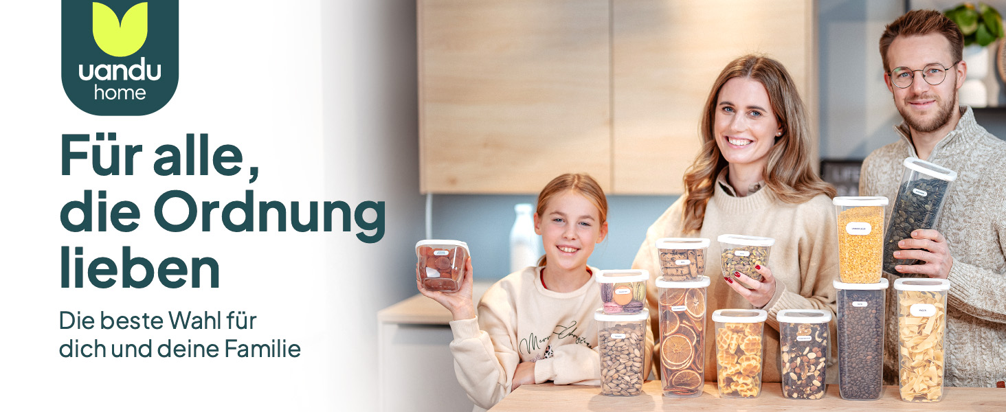 Набір контейнерів для зберігання Uandu 24 шт. з кришкою, герметичні | Контейнери для кухні, організація | Без BPA | Організатор для кухні | Для сухих продуктів, сірий мікс