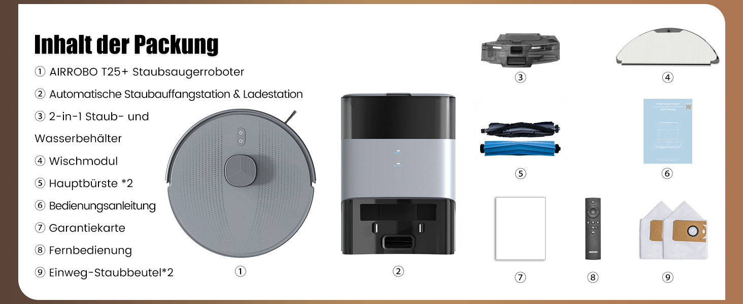 Робот-пилосос AIRROBO T25+ з вологою, LiDAR, 5500Pa, 240 хв, APP-керування, для тварин, сірий