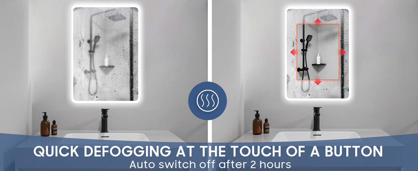 Дзеркало для ванної кімнати Habison з підсвічуванням LED, 50x70 см, сенсорне керування, регулювання кольору світла, пам'ять, протитуманне покриття, матове, без Bluetooth