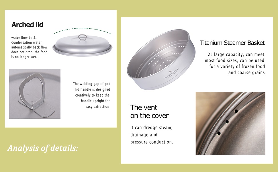 Набір посуду iBasingo 4.5L та 2L: каструля, пароварка, для кемпінгу, пікніка, туризму. Підходить для 3-5 осіб.