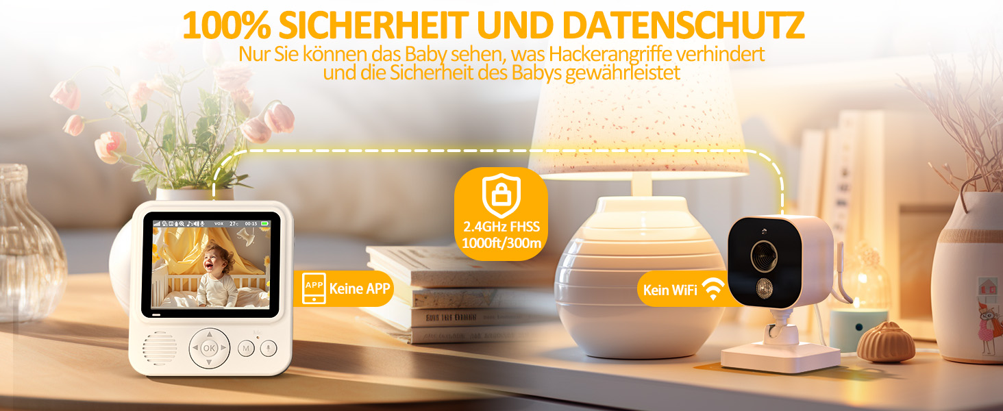 Відеоняня OBVHNUA з камерою 720P, IPS монітором 2.8