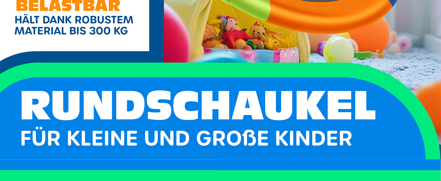 Шоукель KESSER® Tellershaukel Ø 120cm, до 300кг, з подушкою та 4 ручками, регульована, для дітей та дорослих, Indoor & Outdoor, кольорова