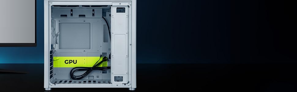 YEYIAN Hussar Plus Full Tower корпус для ПК з прозорою скляною боковиною, сумісний з ATX, Micro ATX, Mini ITX, з вентилятором 120 мм