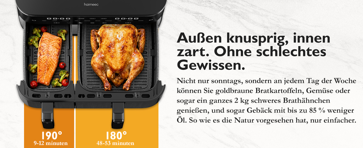 Фритюрниця без олії з підсвічуванням та нагадуванням про струшування, антипригарне покриття, 30-200°C, 78 рецептів, 8-в-1, тиха фритюрниця (11 л)