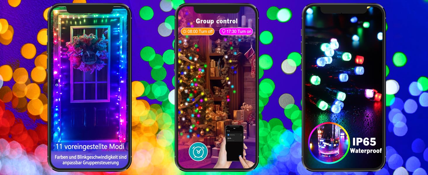 DOTWAYAW Гірлянда світлодіодна святкова 40м, 400 LED, RGB, Wi-Fi, керування через додаток