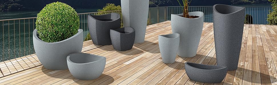 Ваза Scheurich Wave Globe High, чорно-гранітний колір, діаметр 29.8 см, висота 40 см, об'єм 6 л