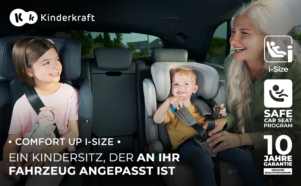 Дитяче автокрісло Kinderkraft COMFORT UP I-SIZE, дитяче автокрісло, дитяче крісло, одне автокрісло для дітей від 76-150 см, 5-точковий ремінь безпеки, регульований підголівник, ECE R129/03, чорний чорний COMFORT UP i-Size одномісний