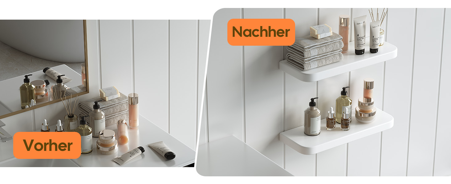 Набір полиць Wandregal 2 шт. з дерева – настінні полиці з прихованим кріпленням, білі, для вітальні, спальні, кухні, для книг та декору