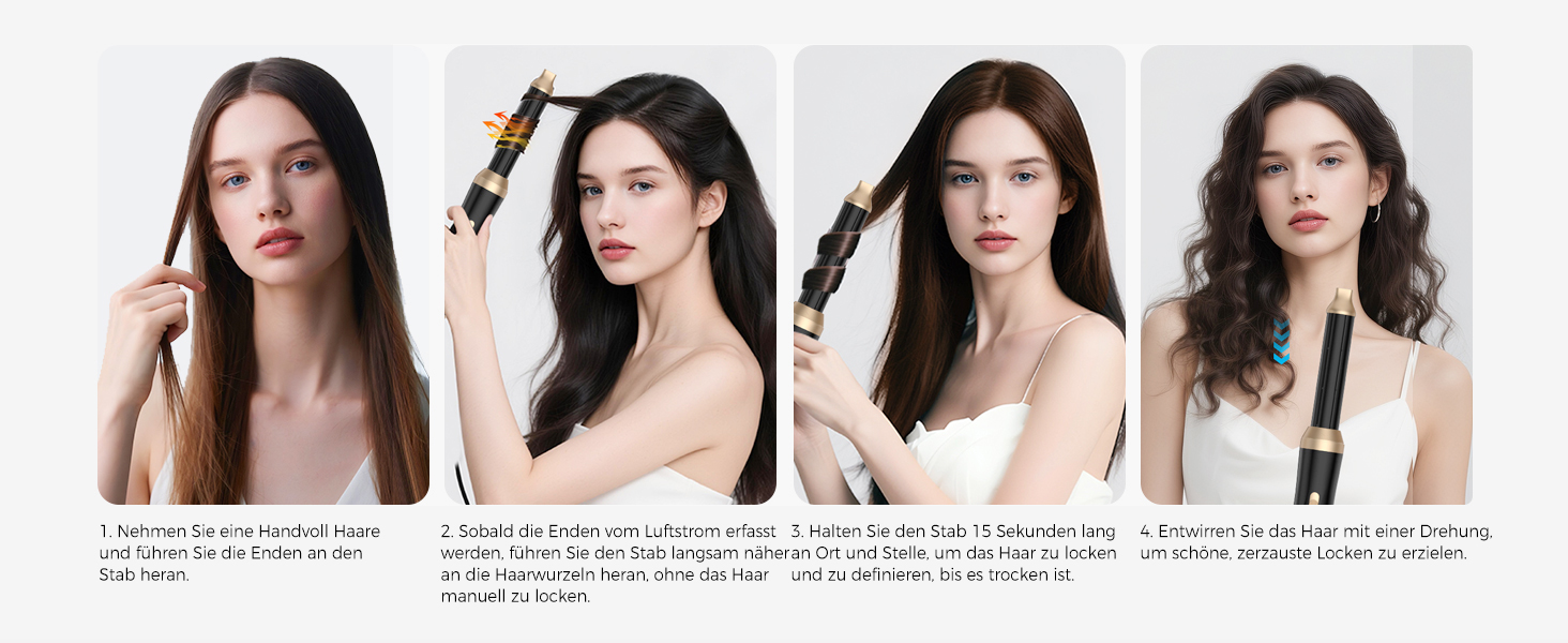 UMIGA Airstyler 5 в 1: Фен-щітка, кругла щітка, плойка та випрямляч для волосся 1000 Вт, 3 режими нагріву, рожево-чорний