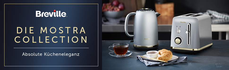 Тостер Breville Mostra для 2 скибок з підставкою для булочок, сріблястий з золотими акцентами