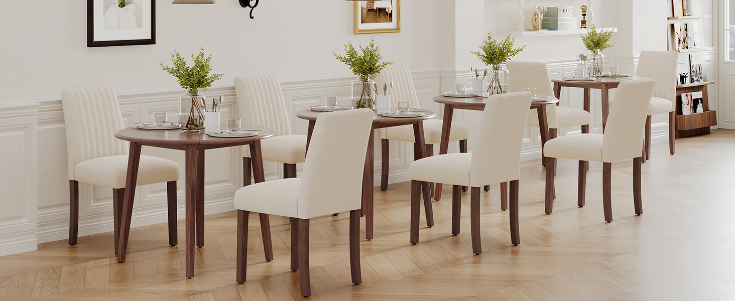 COLAMY Комплект обідніх стільців для їдальні, 6 шт., з м'якою оббивкою, спинкою, для кухні, ресторану (бежевий)