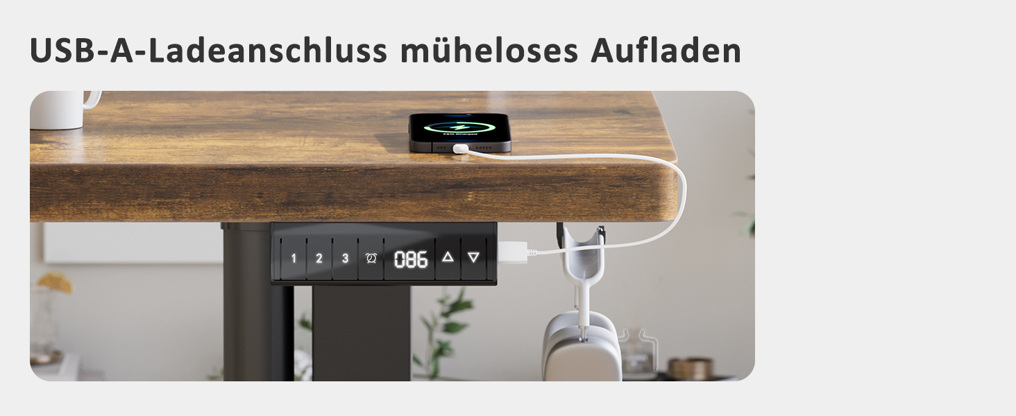 Регульований стіл Homall 200x80 см з USB-портом, електричний, з органайзером для кабелів, пам'ять налаштувань, комп'ютерний стіл