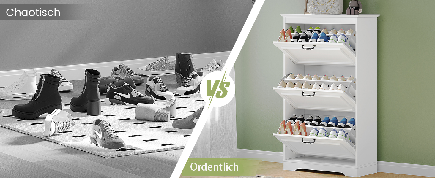 Шкаф для взуття Brinlawb з 3 дверцятами, білий. Комод для взуття, полиця для взуття з регульованими перегородками, для 14-18 пар. Дерев'яний шкаф для вхідної зони, коридору, вітальні.