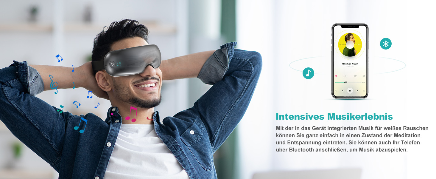 Масажер для очей Aspria® Eyecloud Vision з підігрівом та Bluetooth, видимий дизайн, масаж повітрям, розслаблення очей для втомлених/сухих очей, подарунок для жінок, чоловіків, друзів та сім'ї