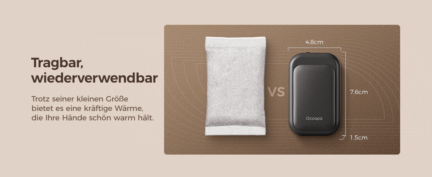 Електричні грілки для рук OCOOPA UT4 Young Obsidianschwarz, 5000mAh, 2 шт. - Компактні, Водонепроникні, Швидкий нагрів, USB, для зими