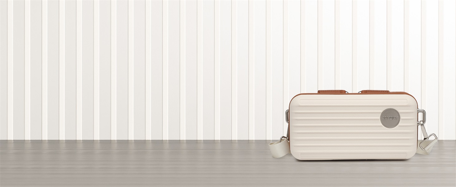 Набір валіз Joyway 5шт з жорстким корпусом, 4 колеса та TSA-замок. В комплекті: косметичка та сумка. (Білий/Коричневий)