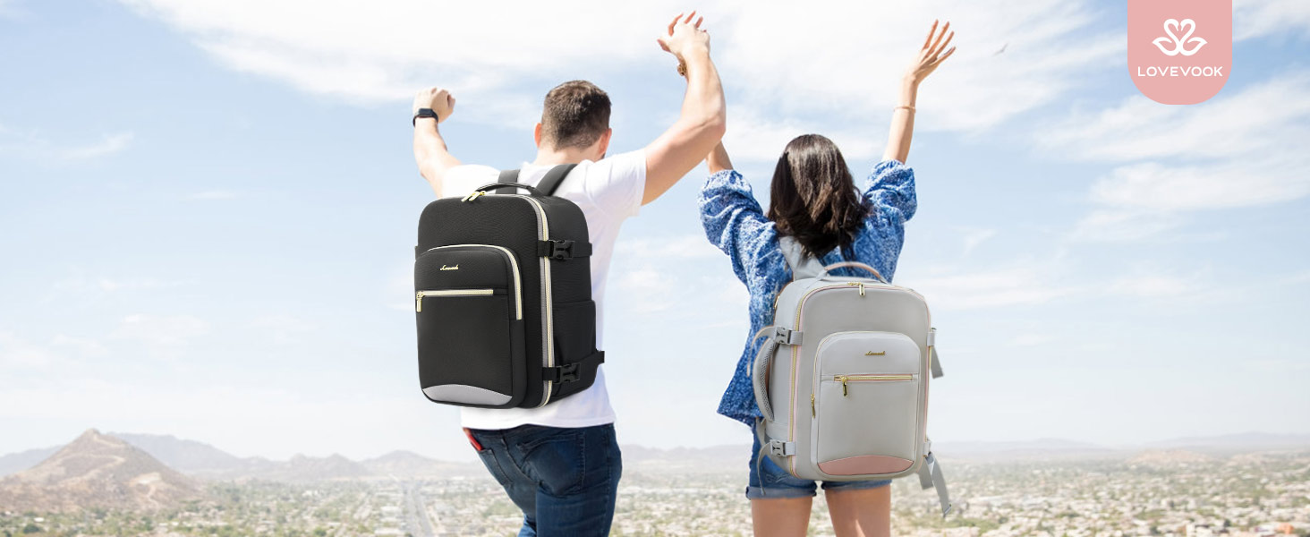 Рюкзак LOVEVOOK для ручної поклажі Ryanair (40x20x25 см), для ноутбука 13.3 дюйма, чорний, підходить для Eurowings, Wizz Air