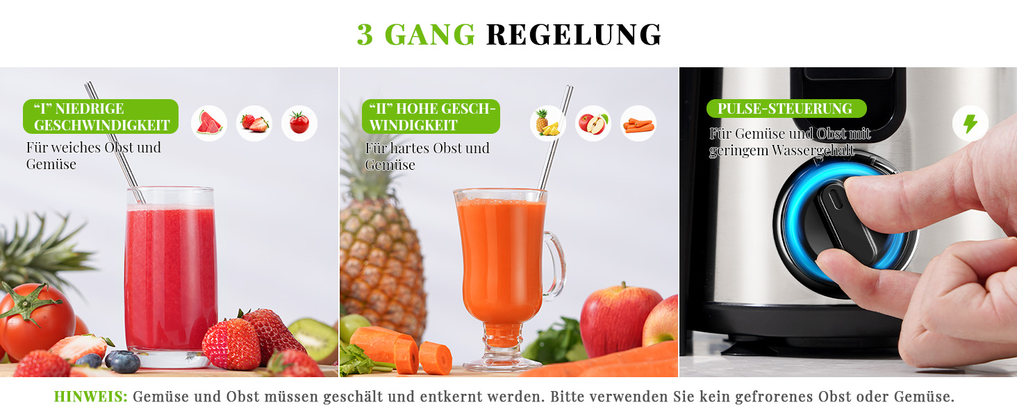 Шокер-віджимач GDOR 800W з нержавіючої сталі, 76 мм, 3 швидкості, для фруктів та овочів, швидке віджимання, легкий у чищенні, BPA-free