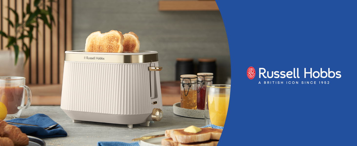 Тостер Russell Hobbs Brontë Stone на 2 тости, 6 режимів, кремовий - 26761-56