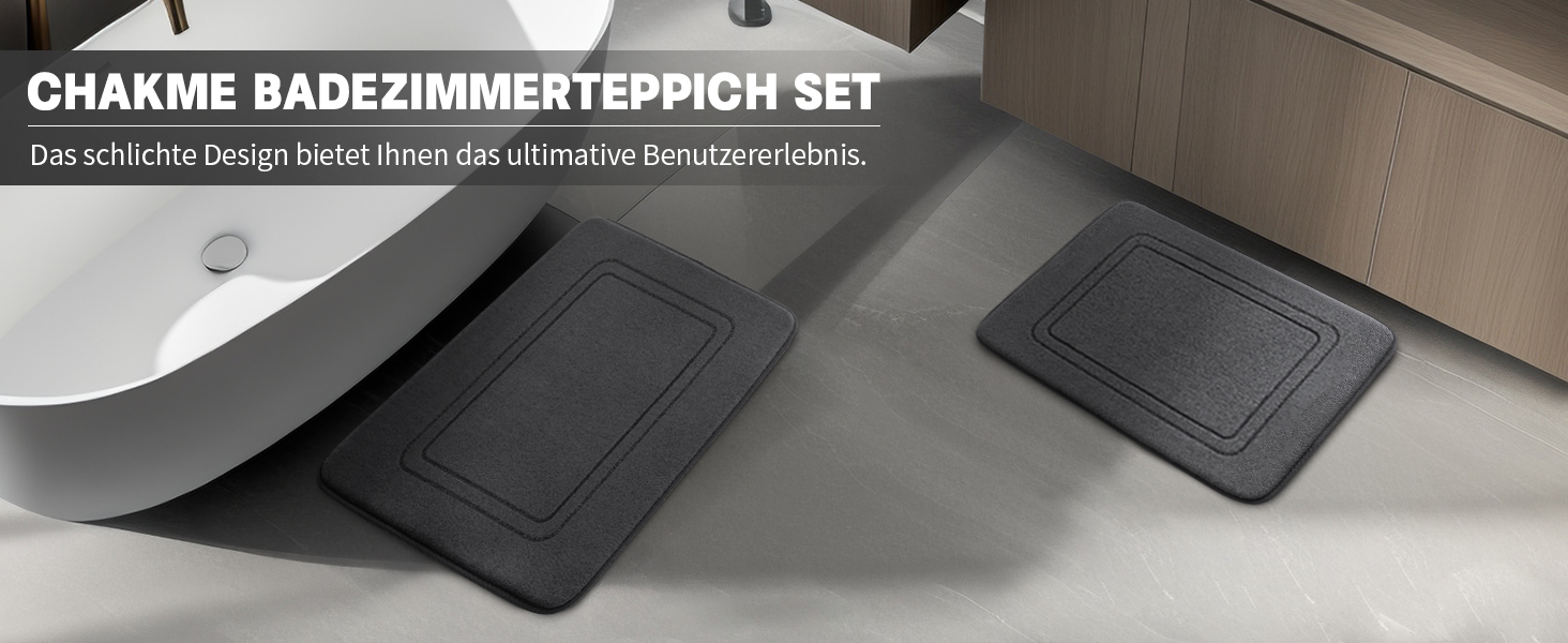 Килимок для ванної кімнати Chakme, антиковзкий, 60x90 см, темно-сірий