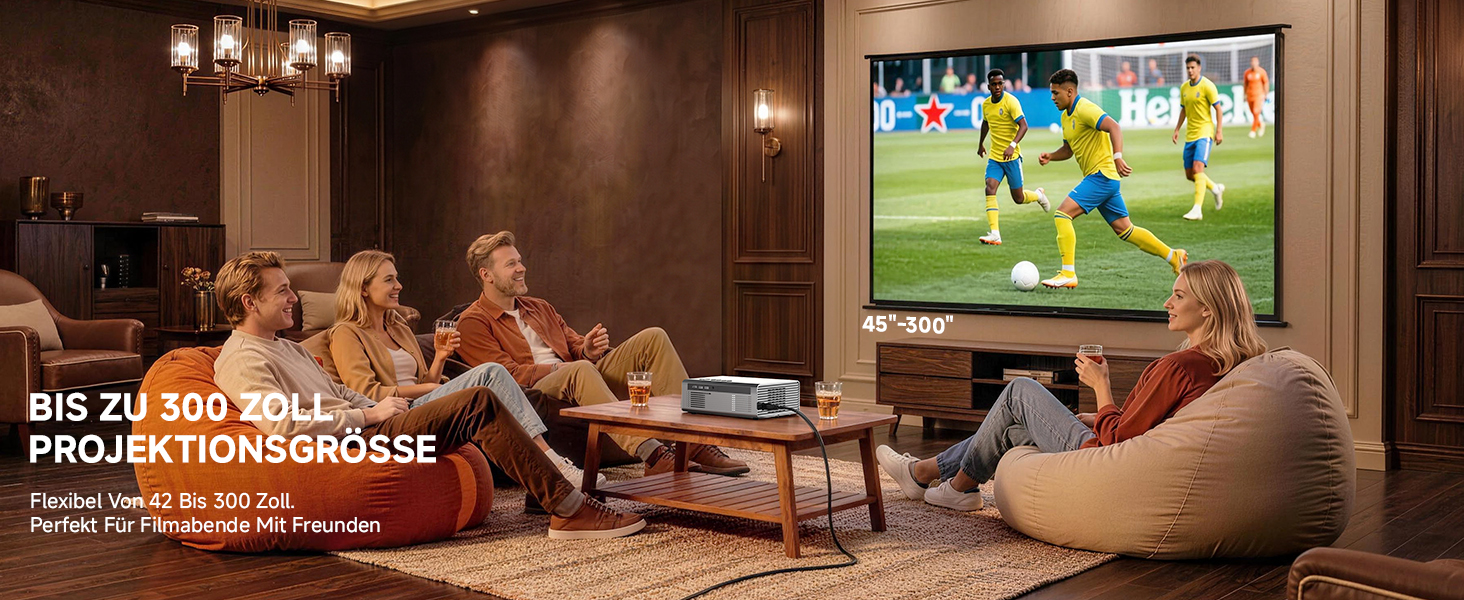 4K Smart проєктор KOGATA з Wi-Fi та Bluetooth: HDR10+, автофокус, 6D Keystone, Dolby Audio. Для дому, саду та стрімінгу (Титан Сірий)