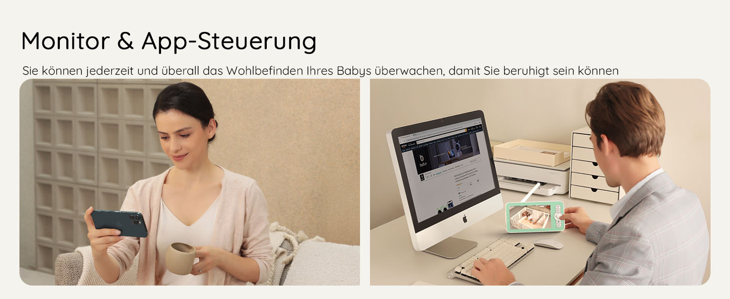 BOIFUN Додаткова камера для немовлят 6T 2K WiFi: відеоняня з нічником, датчиком руху/плачу/звуку, AI-відстеженням, датчиком температури та вологості, записом відео