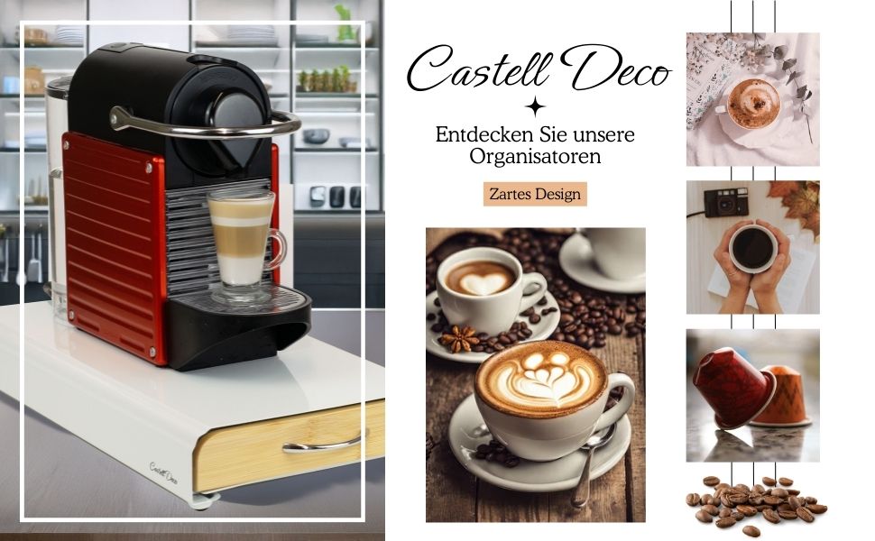 Організатор для капсул Nespresso, металевий, на 50 капсул, білий (з бамбуком)