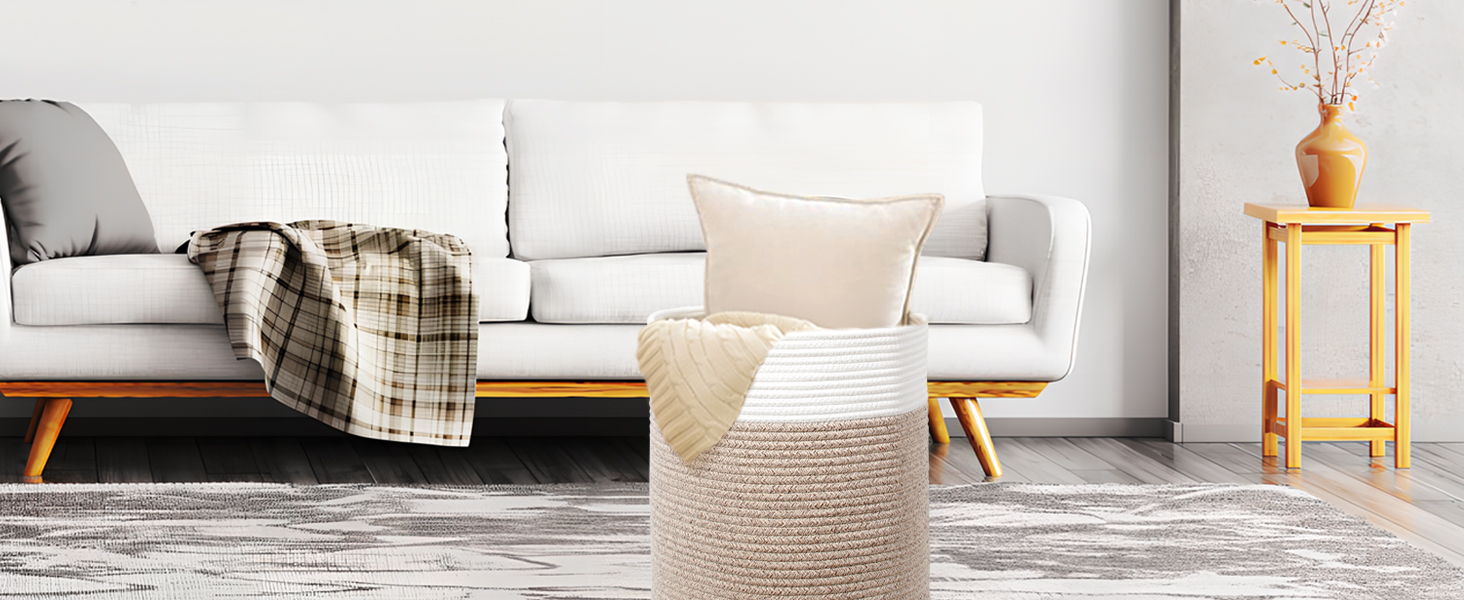 Кошик для білизни 32л з бавовни з ручками (34x40см), плетений кошик для зберігання, коричневий