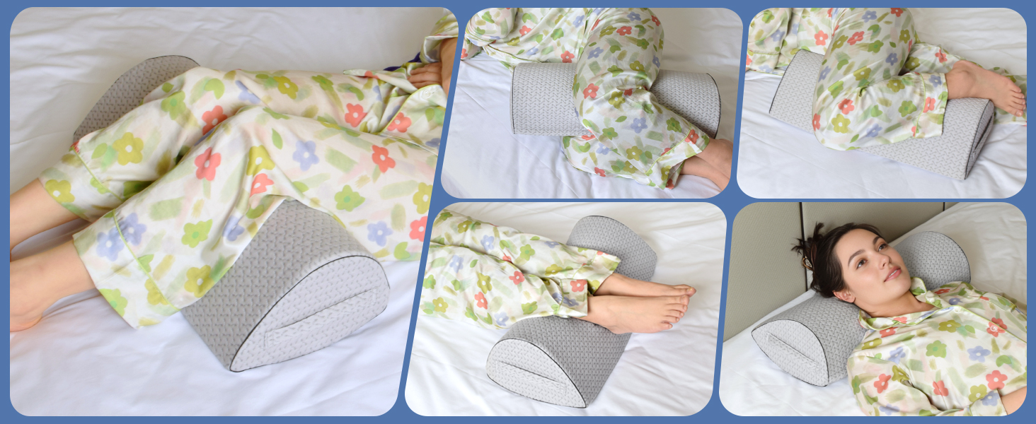 Подушка для сну на боку Pozico: ортопедична подушка з піни Memory Foam для ніг, колін, стегон та спини, знімний чохол, сіра