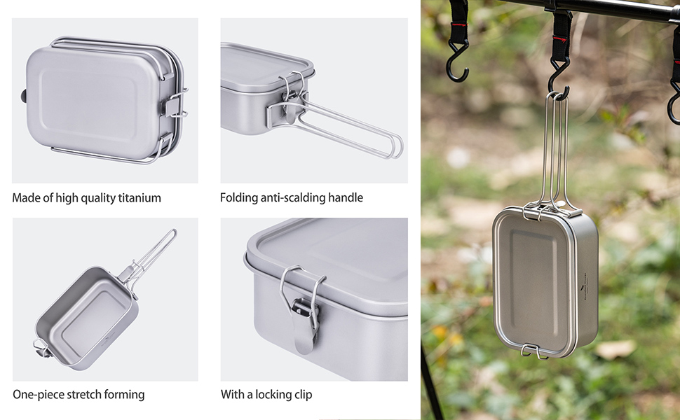 Ланчбокс iBasingo 800 мл з кришкою та ручкою – герметичний бенто-контейнер для кемпінгу, відпочинку та офісу. Харчовий посуд для їжі на винос – придатний для миття в посудомийній машині. Модель Ti2081C