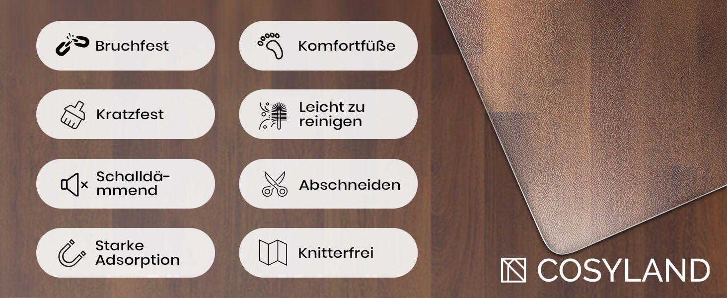 Килимок під офісне крісло COSYLAND, напівпрозорий, 120x150 см