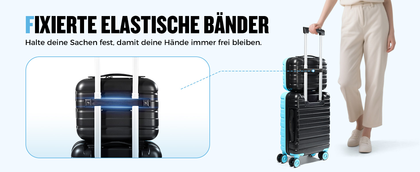 Чемодан ручної об'єм Lekebobor 2 шт. 45x36x20 см (EasyJet) з TSA-замком та колесами, блакитний. Набір валіз, дорожній набір, валіза-ролер.