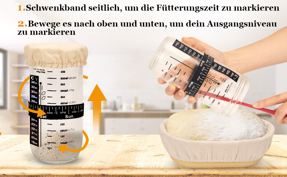 Набір для закваски з 16 частин: гнійники з силікону (круглі та овальні), скляні ємності для закваски - для професійного та домашнього випікання