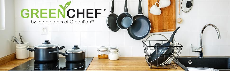 Набір сковорідок GreenChef, 24 см та 28 см, без PFAS, чорний